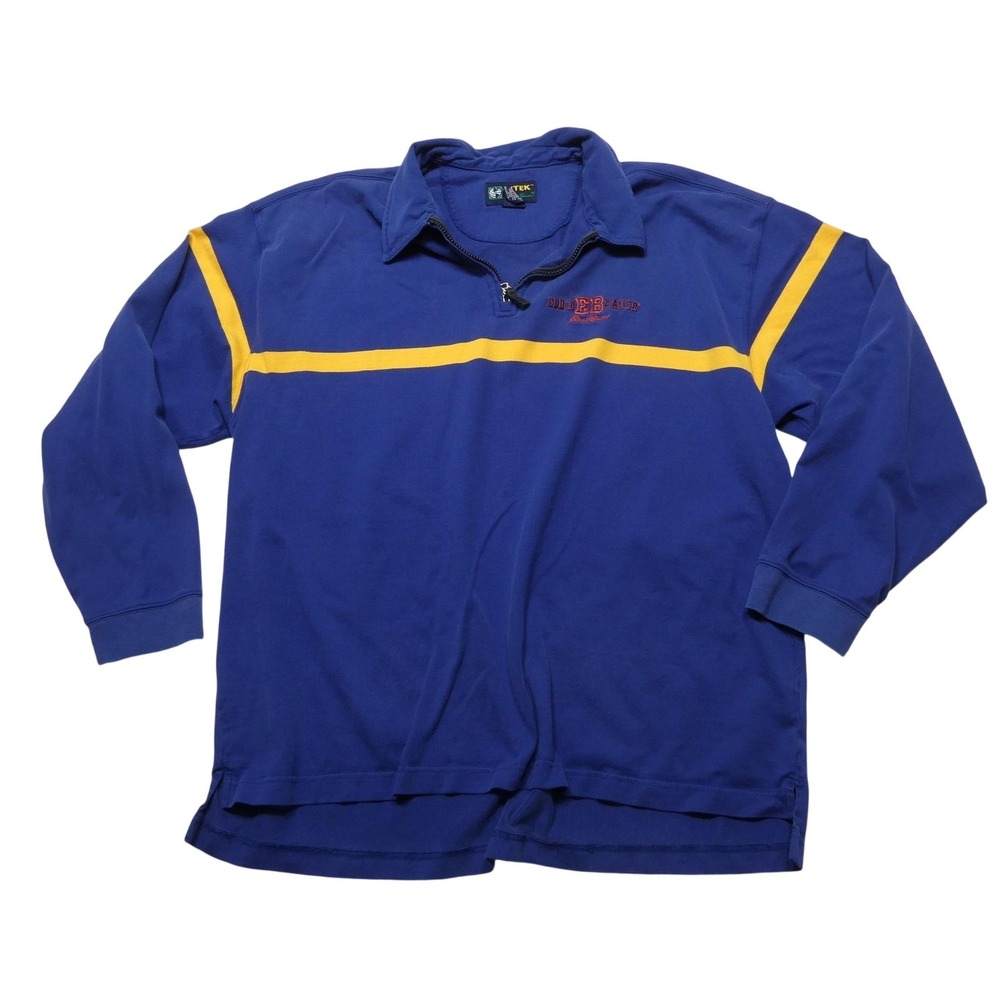 Eddie Bauer Sweatshirt Mens 2XL Blue‎ 1/4 Zip Stripe Fleece Collared Pullover